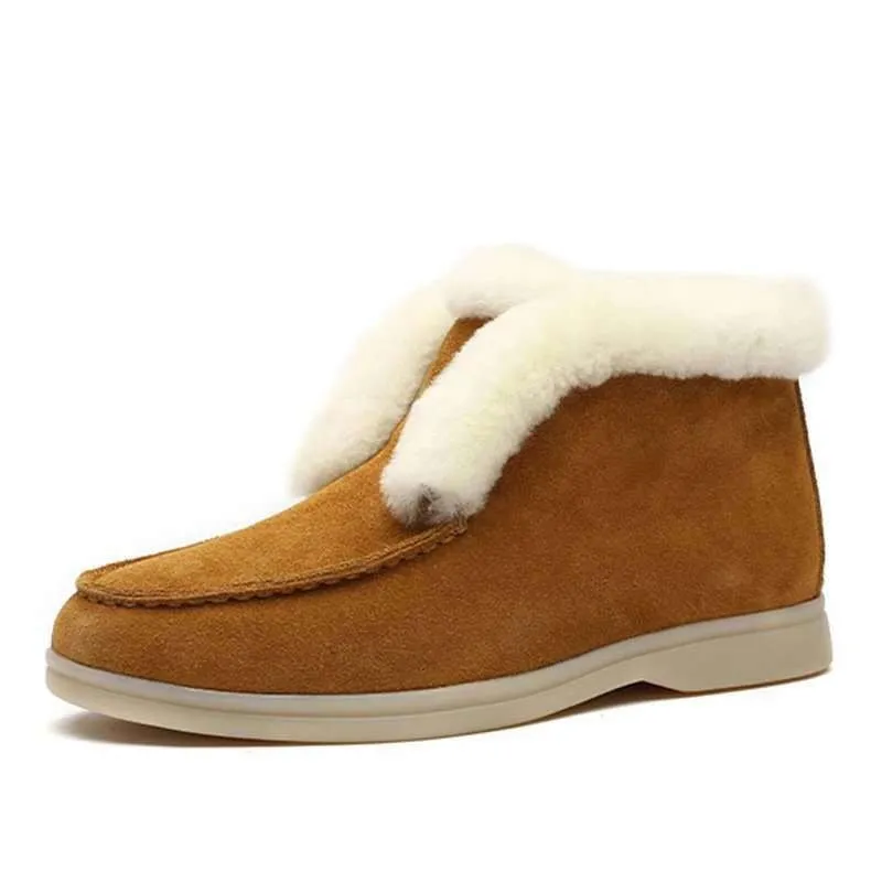 Women's Snow Boots Non-slip Faux Fur Lined Warm Low Heels Winter Shoes